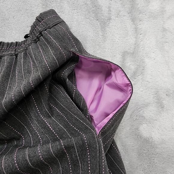 Maggie Barnes Pants Womens 30W Gray White Striped High Rise Tapered Stretch - Picture 3 of 10